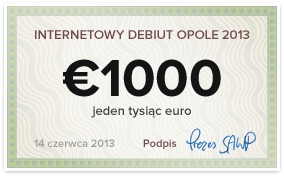 Nagroda główna - czek o równowartości 1000 euro