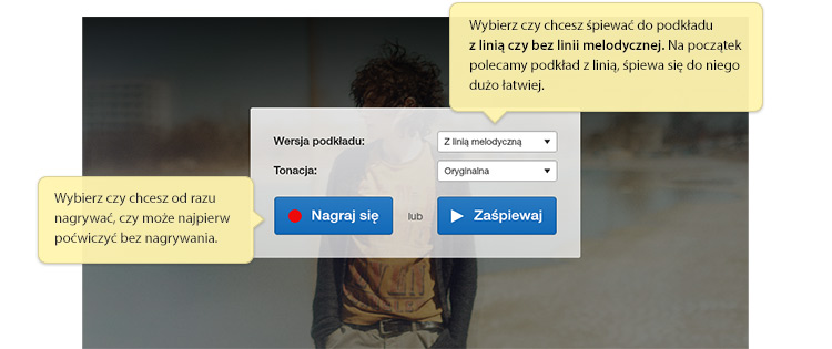 Ekran startowy nagrywania piosenki