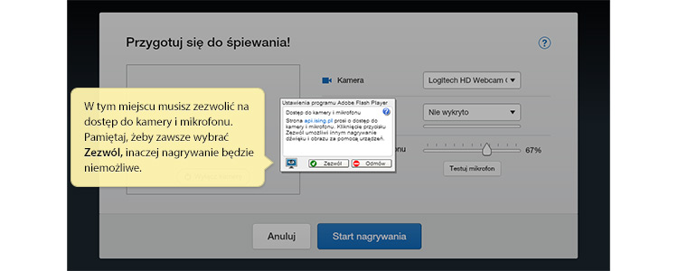 Pytanie o dostęp do mikrofonu i kamery