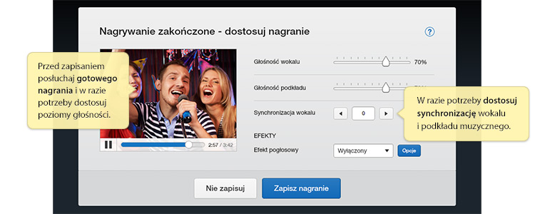 Ekran końcowy! Wybierz co zrobić z nagraniem